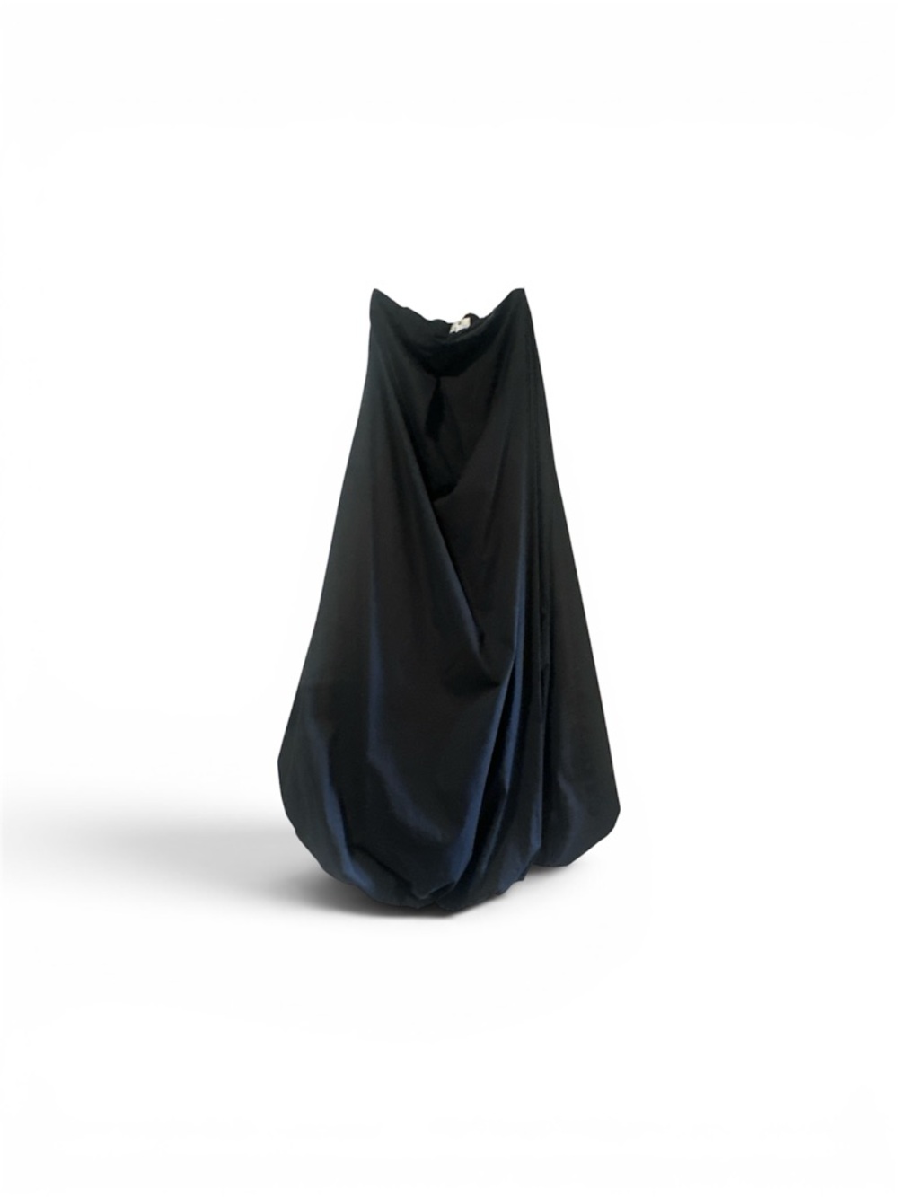 Black Women's Bubble Midi dress - Elegant Draped Design Size M